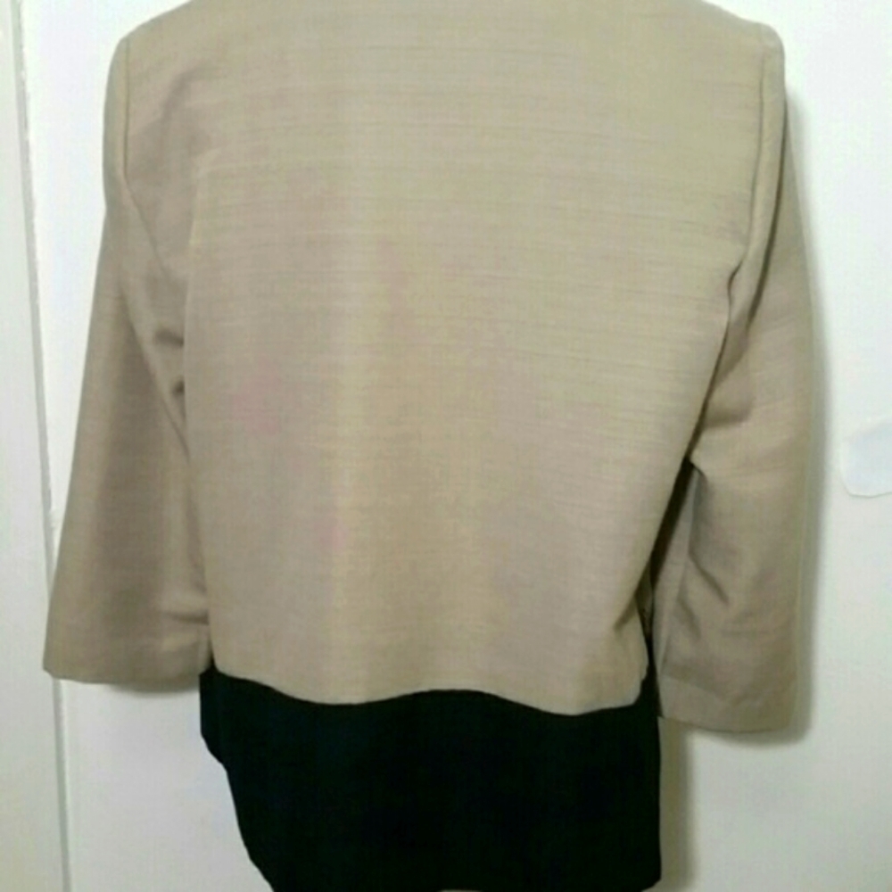 Sag Harbor Tan Black Blazer Women’s Size 14 Snakeskin Trim Color Block Career - Picture 4 of 5